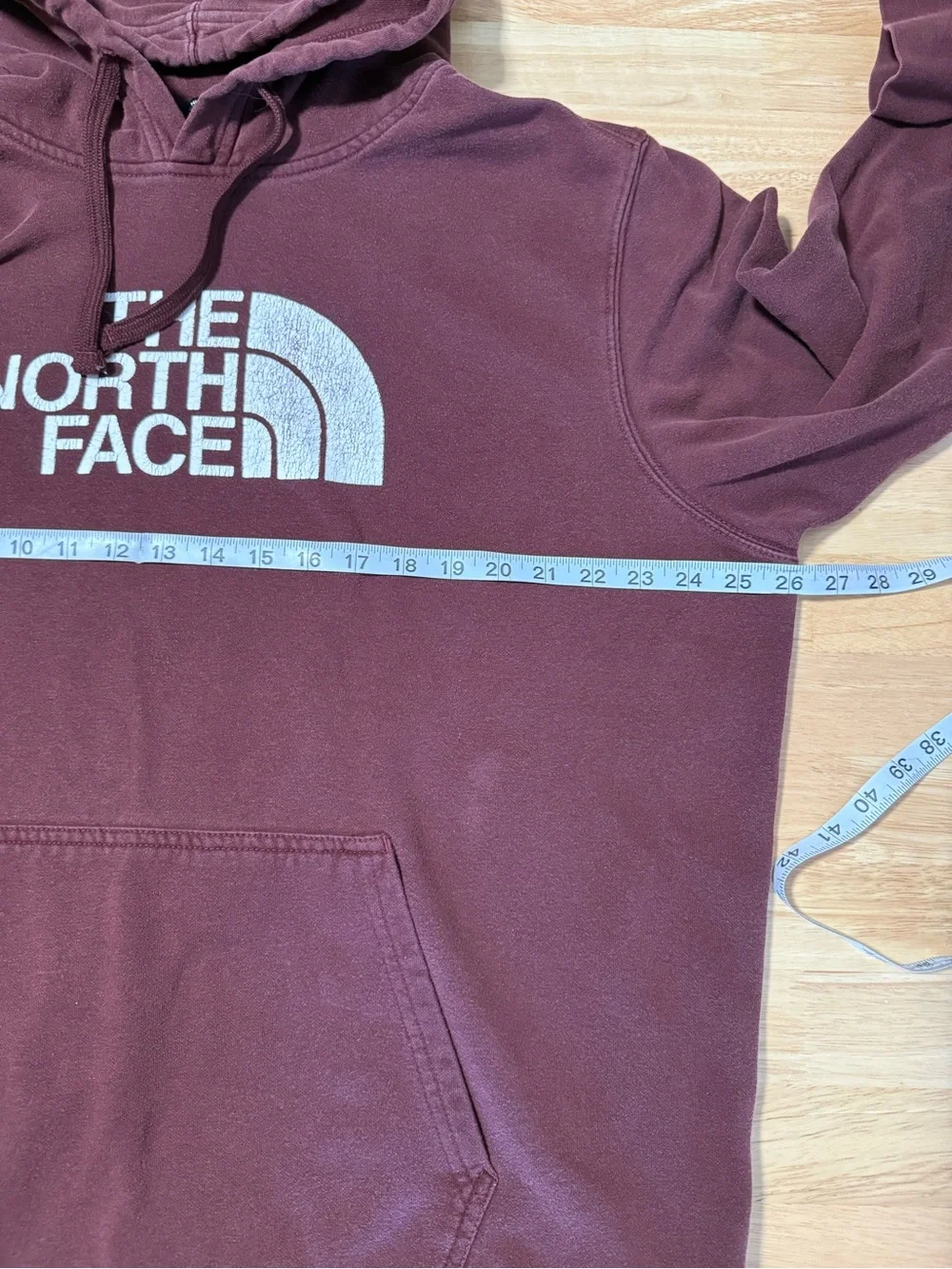 The North Face Men’s XL Brown Pullover Hoodie Logo Sweatshirt Kangaroo Pocket
